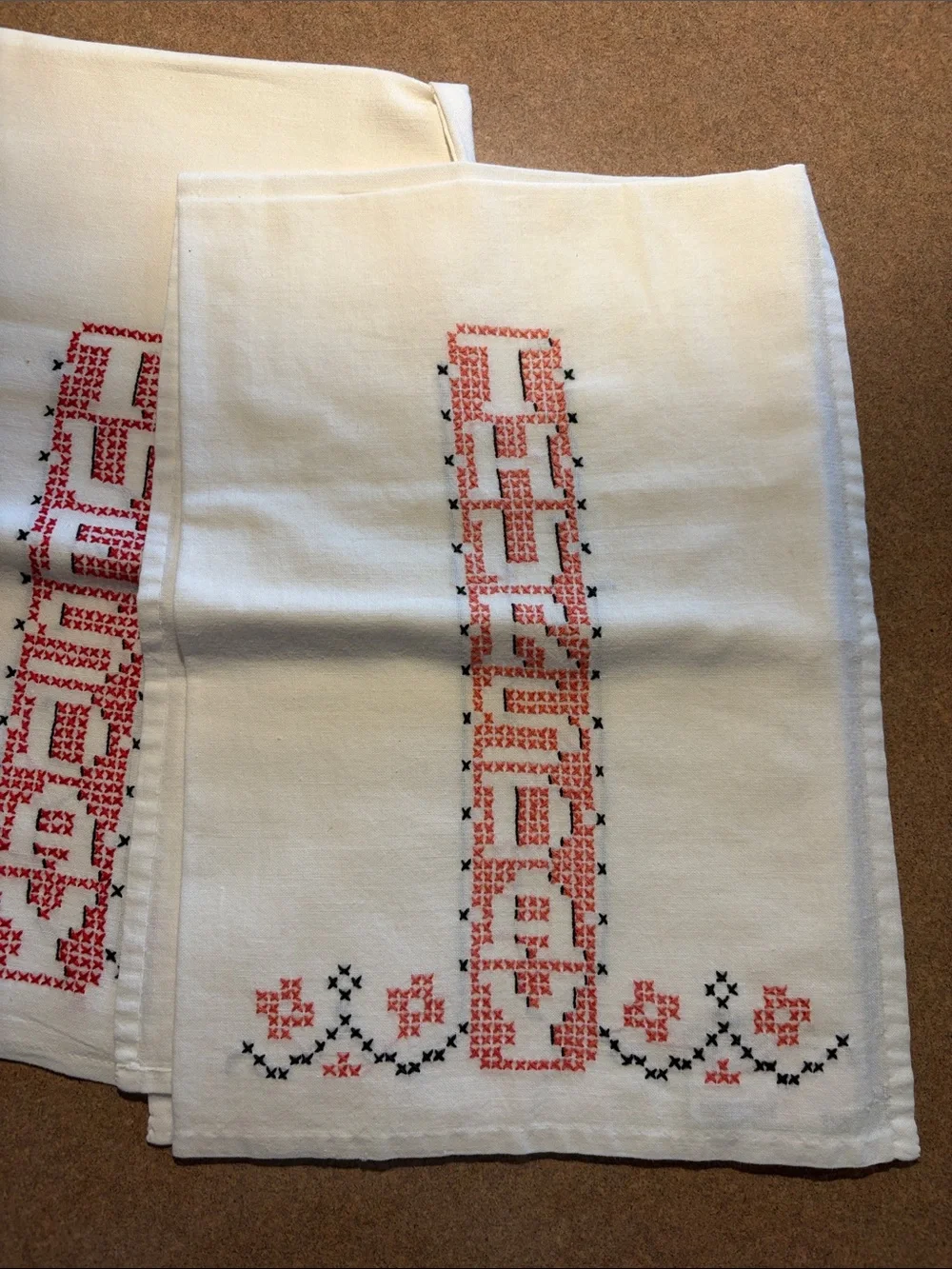 Vintage Embroidered Kitchen Dish Towels